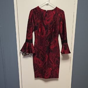 Elegant Red Paisley Dress
